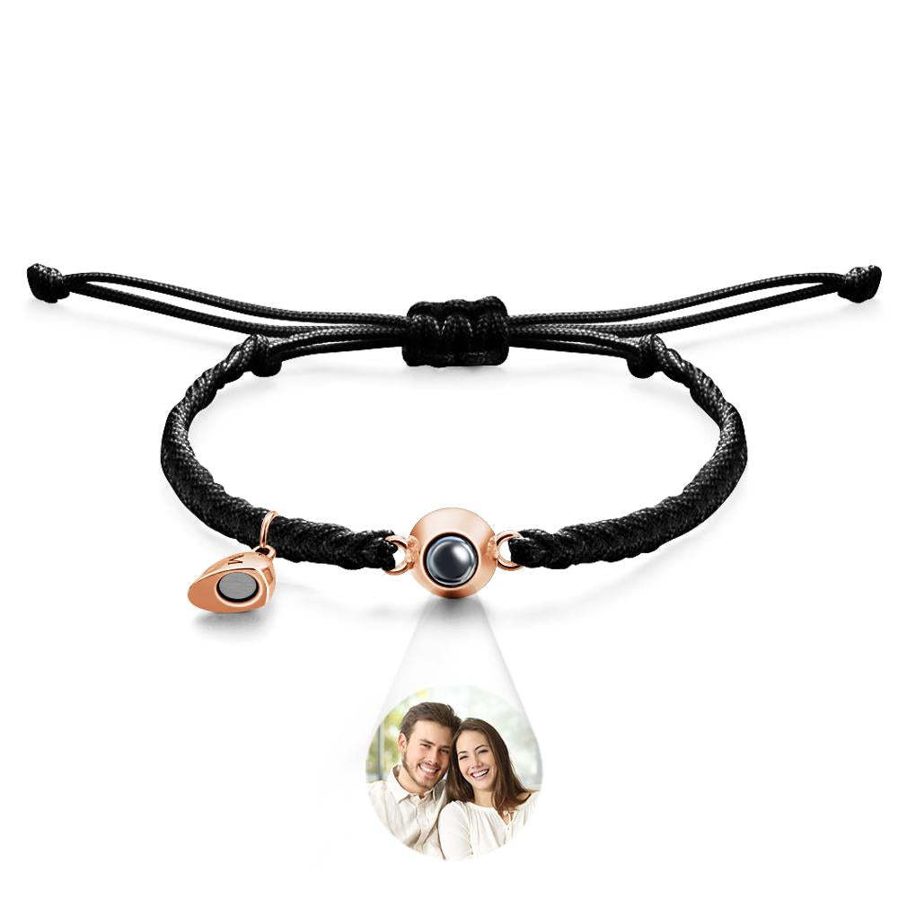 Bracelet De Projection Personnalisé, Lettre Personnalisée, Cœur Tissé, Cadeau De Couple Magnétique - votrecollierprenomfr