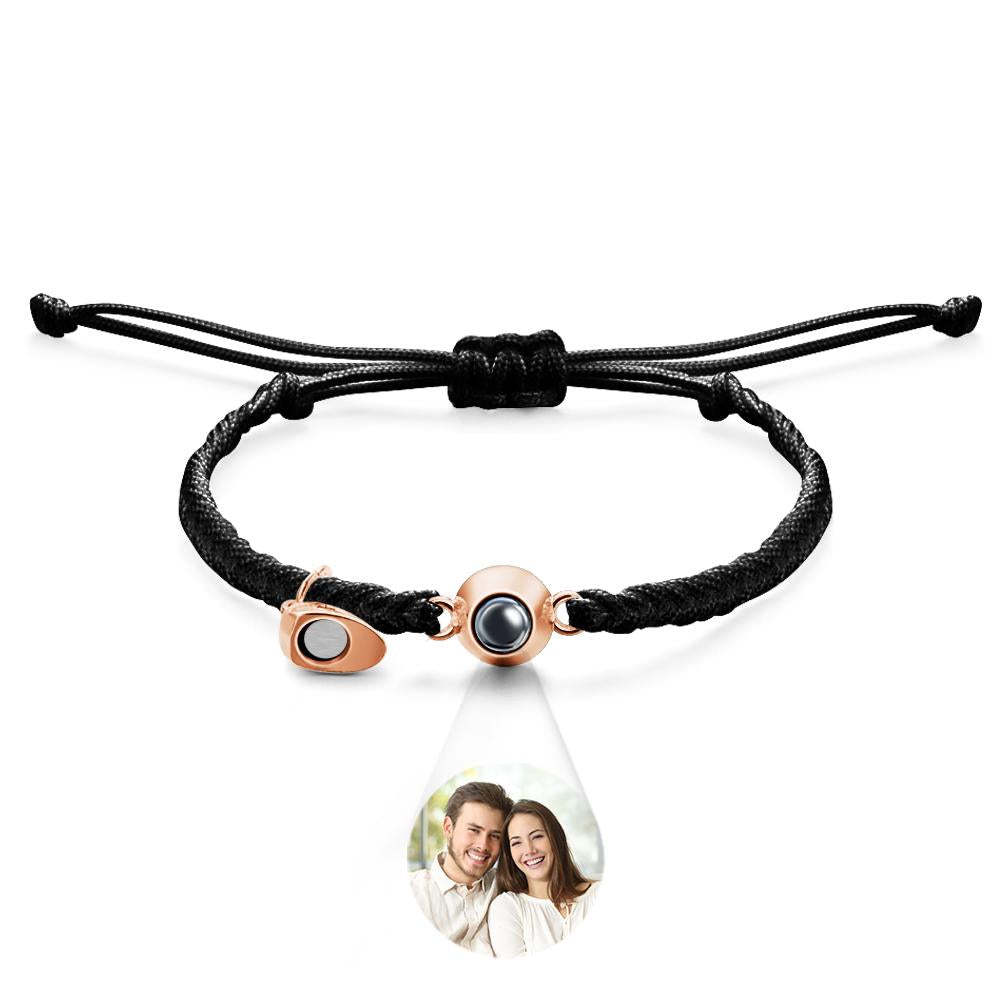 Bracelet De Projection Personnalisé, Lettre Personnalisée, Cœur Tissé, Cadeau De Couple Magnétique - votrecollierprenomfr