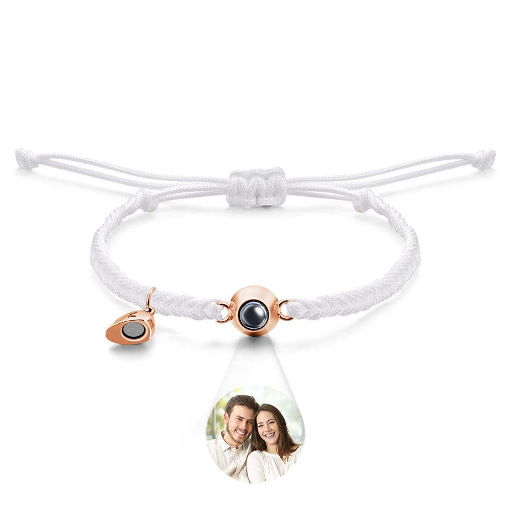 Bracelet De Projection Personnalisé, Lettre Personnalisée, Cœur Tissé, Cadeau De Couple Magnétique - votrecollierprenomfr