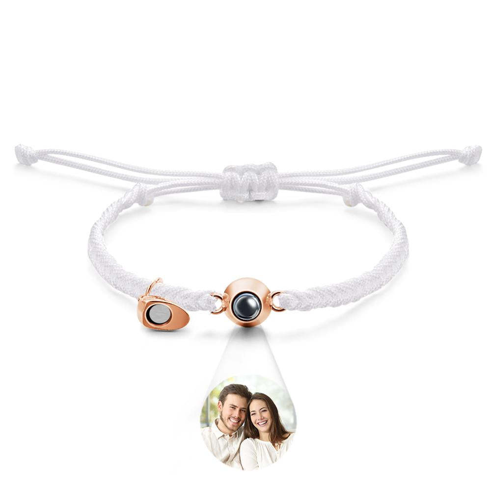 Bracelet De Projection Personnalisé, Lettre Personnalisée, Cœur Tissé, Cadeau De Couple Magnétique - votrecollierprenomfr