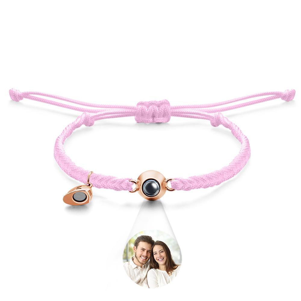 Bracelet De Projection Personnalisé, Lettre Personnalisée, Cœur Tissé, Cadeau De Couple Magnétique - votrecollierprenomfr