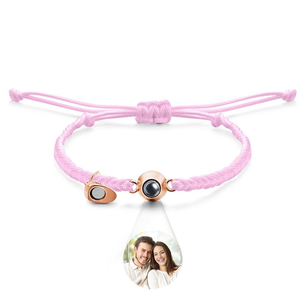 Bracelet De Projection Personnalisé, Lettre Personnalisée, Cœur Tissé, Cadeau De Couple Magnétique - votrecollierprenomfr