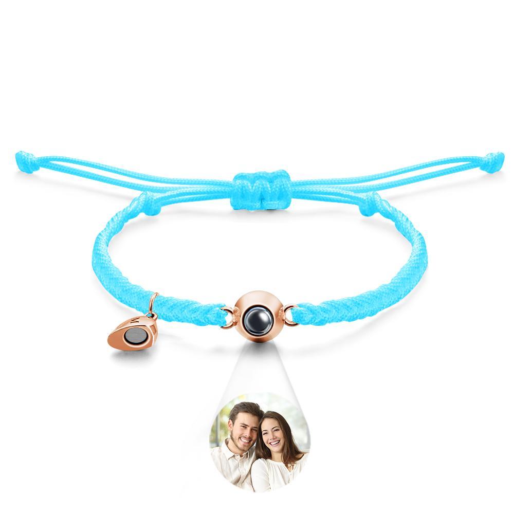 Bracelet De Projection Personnalisé, Lettre Personnalisée, Cœur Tissé, Cadeau De Couple Magnétique - votrecollierprenomfr