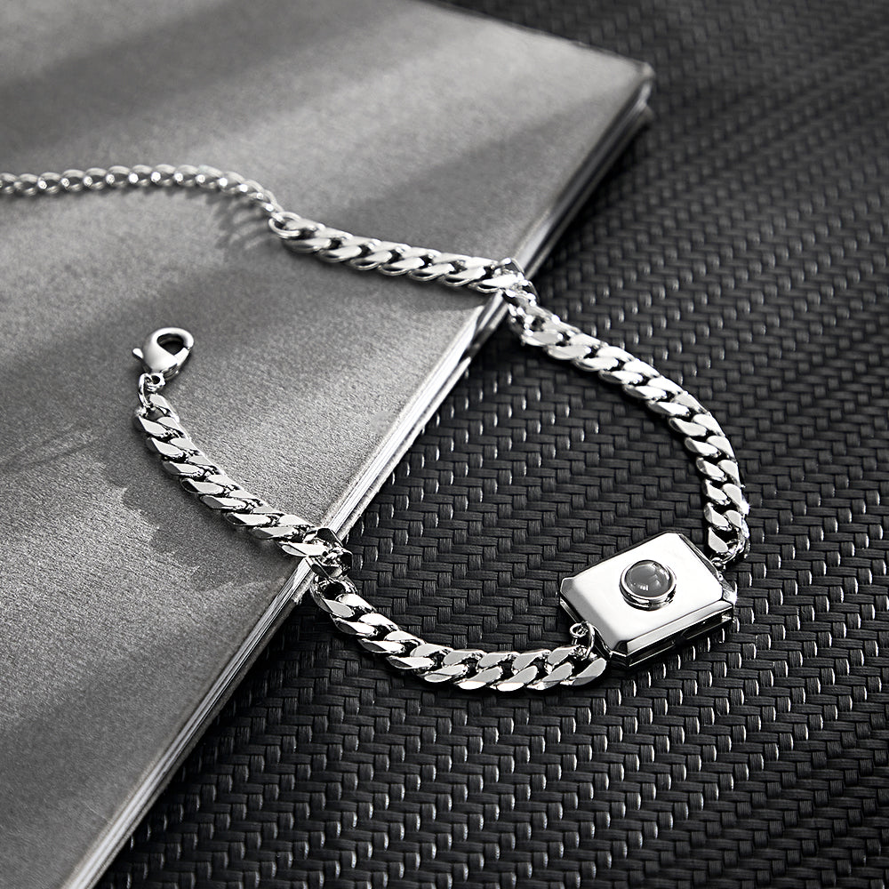 Bracelet De Projection Personnalisé Chaîne Cubaine Cadeau Simple Pour Hommes