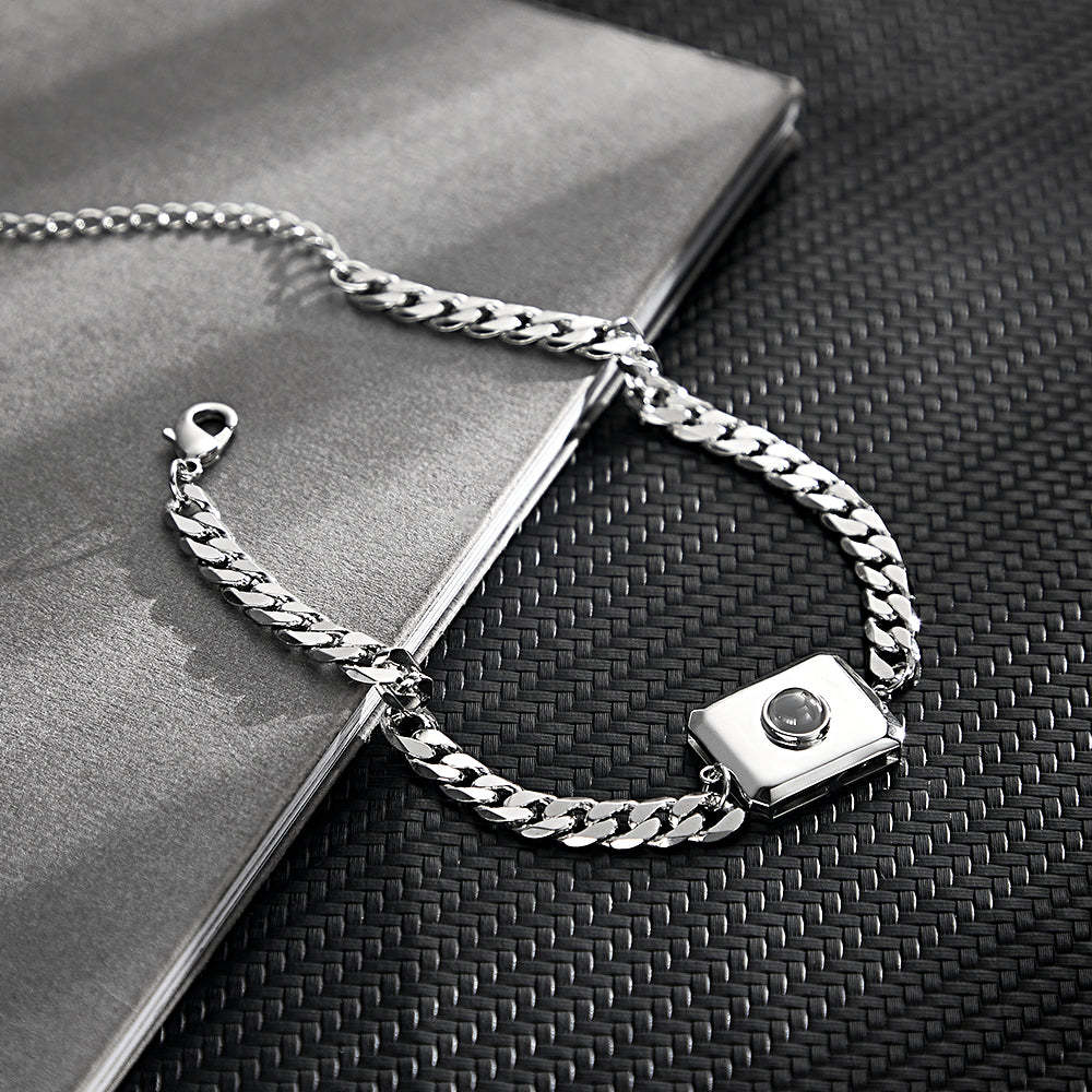 Bracelet De Projection Personnalisé Chaîne Cubaine Cadeau Simple Pour Hommes - votrecollierprenomfr