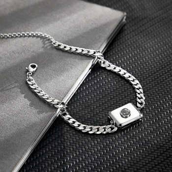 Bracelet De Projection Personnalisé Chaîne Cubaine Cadeau Simple Pour Hommes - votrecollierprenomfr