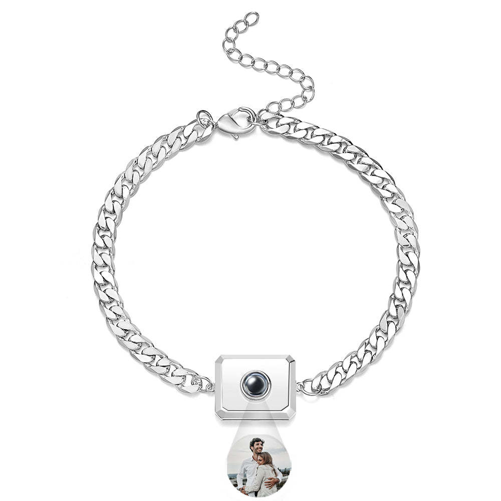 Bracelet De Projection Personnalisé Chaîne Cubaine Cadeau Simple Pour Hommes - votrecollierprenomfr