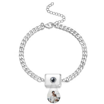 Bracelet De Projection Personnalisé Chaîne Cubaine Cadeau Simple Pour Hommes - votrecollierprenomfr