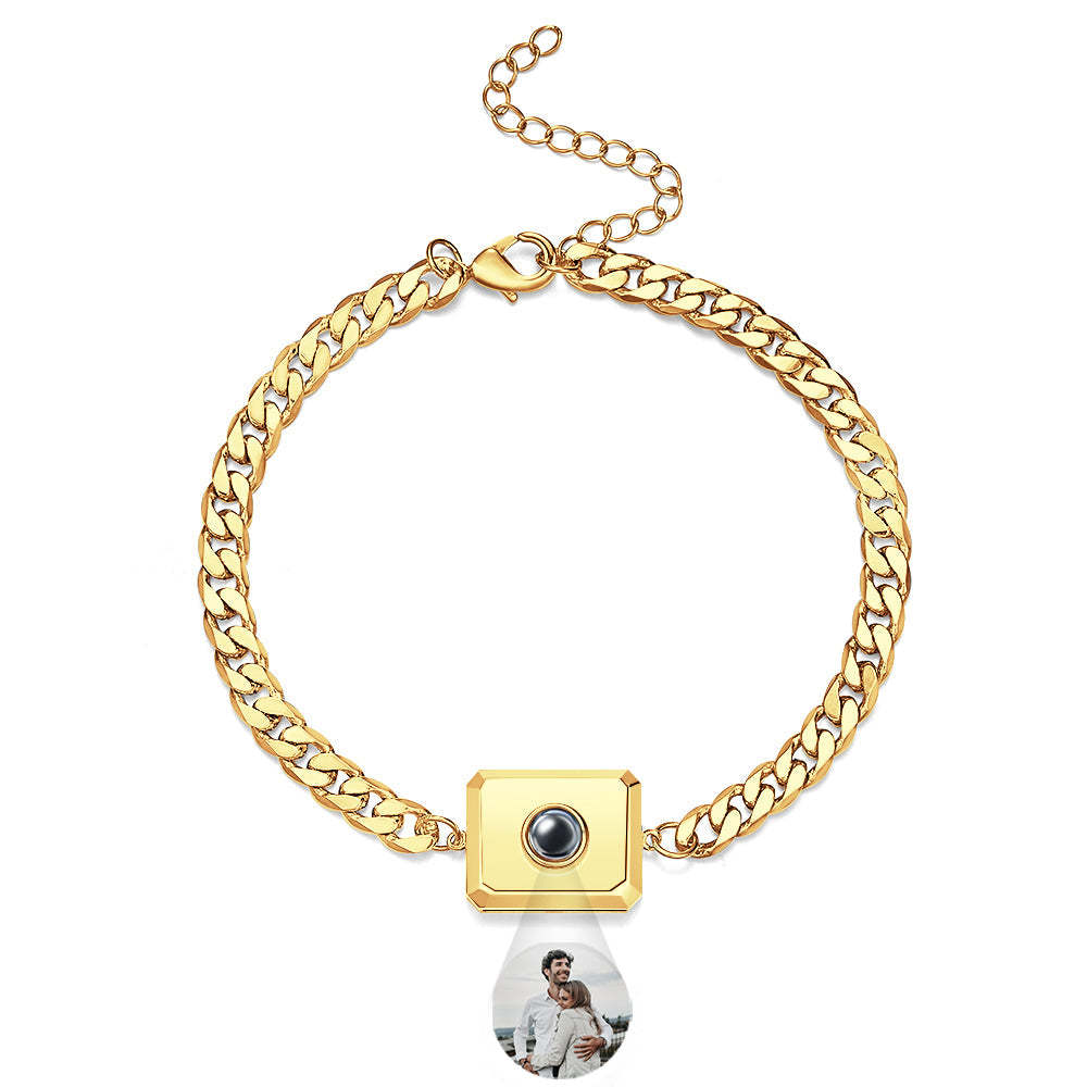 Bracelet De Projection Personnalisé Chaîne Cubaine Cadeau Simple Pour Hommes - votrecollierprenomfr