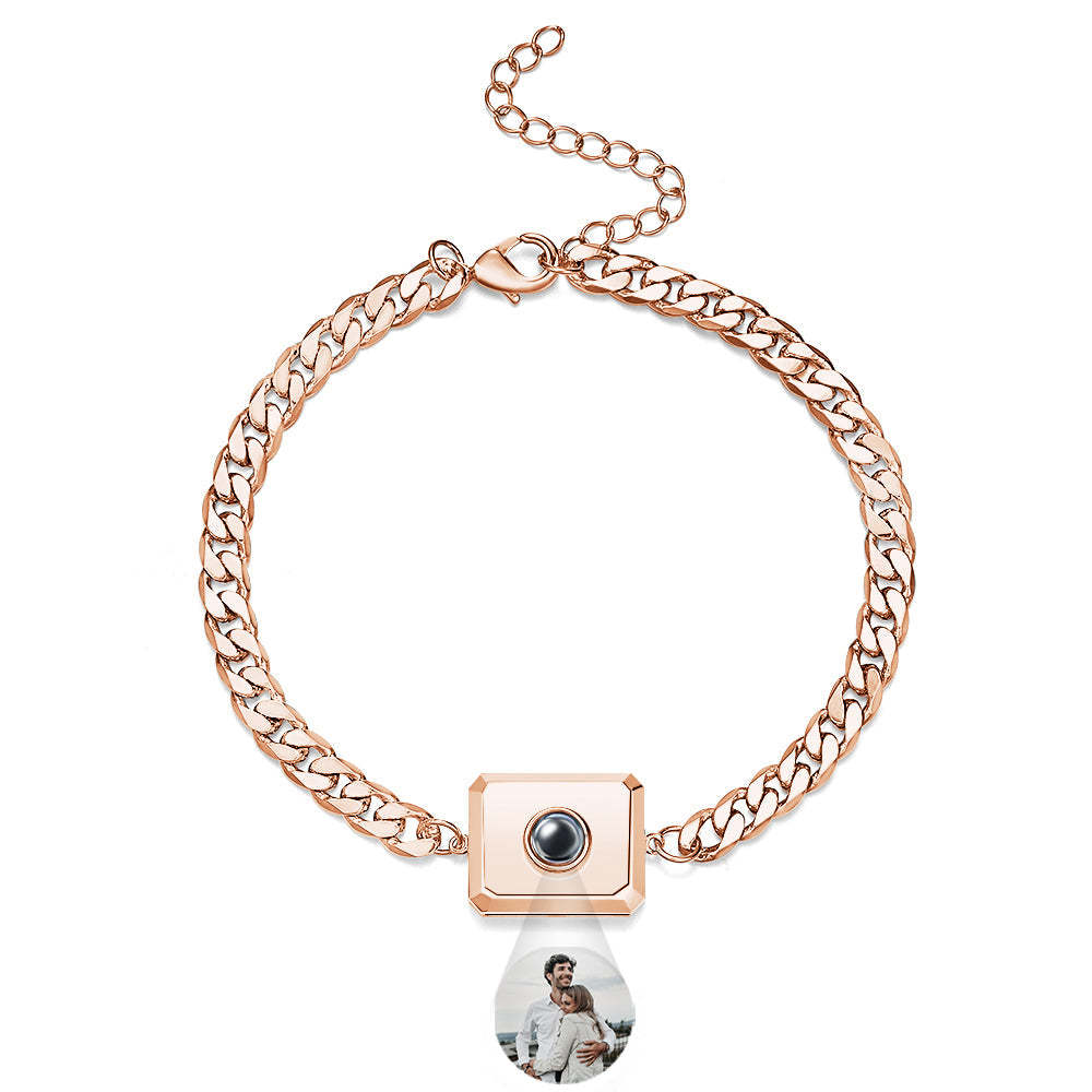 Bracelet De Projection Personnalisé Chaîne Cubaine Cadeau Simple Pour Hommes - votrecollierprenomfr