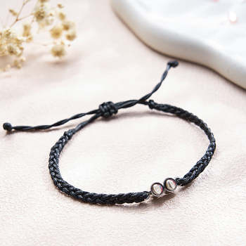 Bracelet Personnalisé Avec Image Projetée, Corde Tressée Multicolore, Deux Photos Personnalisées, Cadeau Simple - votrecollierprenomfr