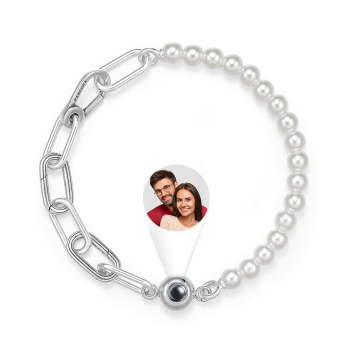 Bracelet De Projection Personnalisé, Chaîne D'épissure De Perles, Cadeau Pour Fille - votrecollierprenomfr