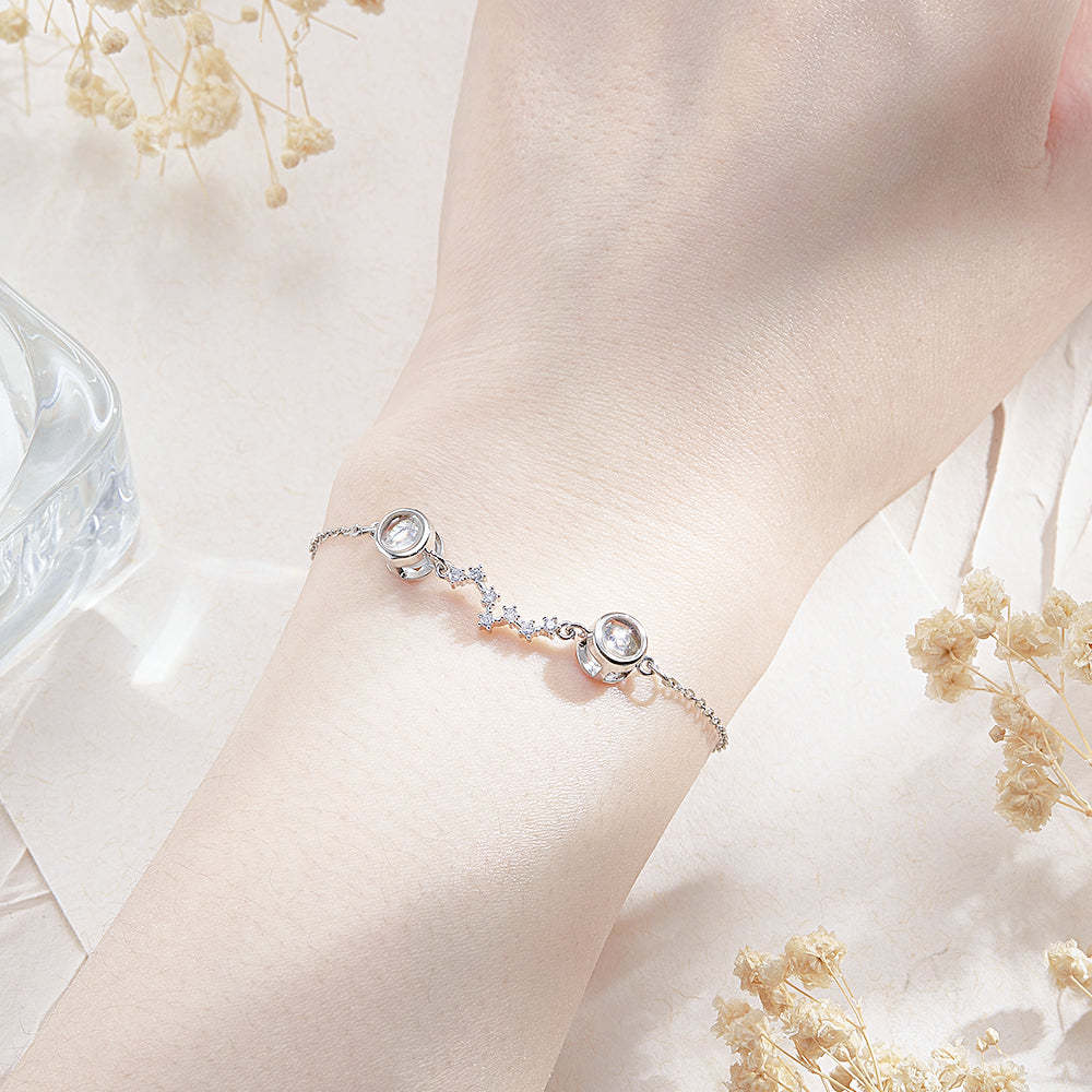 Bracelet Photo Personnalisé Double Projection Accompagné De Diamants - votrecollierprenomfr