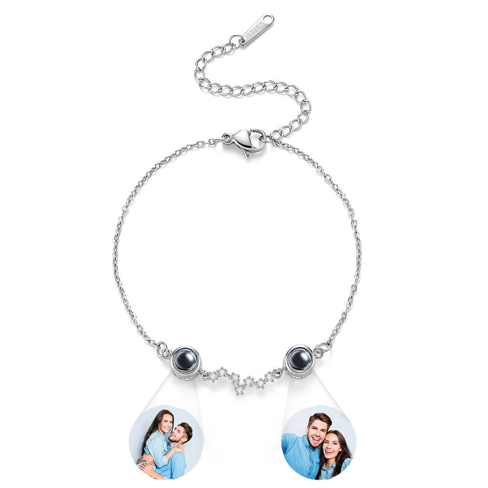 Bracelet Photo Personnalisé Double Projection Accompagné De Diamants - votrecollierprenomfr