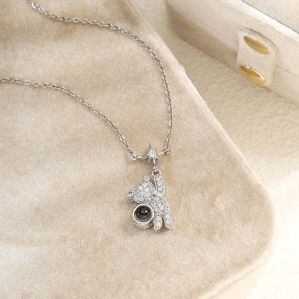 Collier De Projection D'ours Photo Personnalisé, Bijoux, Cadeau Pour Meilleur Ami - votrecollierprenomfr