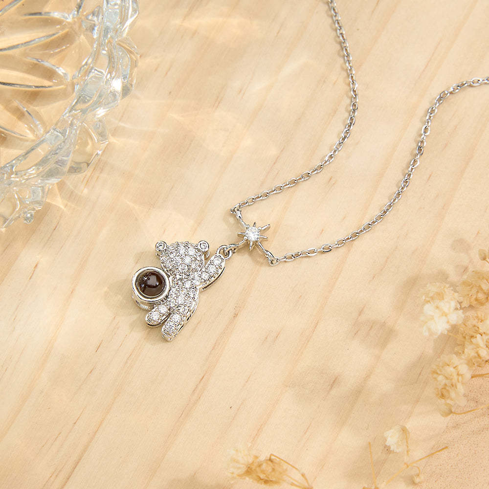 Collier De Projection D'ours Photo Personnalisé, Bijoux, Cadeau Pour Meilleur Ami - votrecollierprenomfr