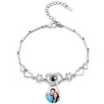 Bracelet De Projection Personnalisé Souvenirs De Couple Coeur Bracelet À Graver Pour Elle - votrecollierprenomfr