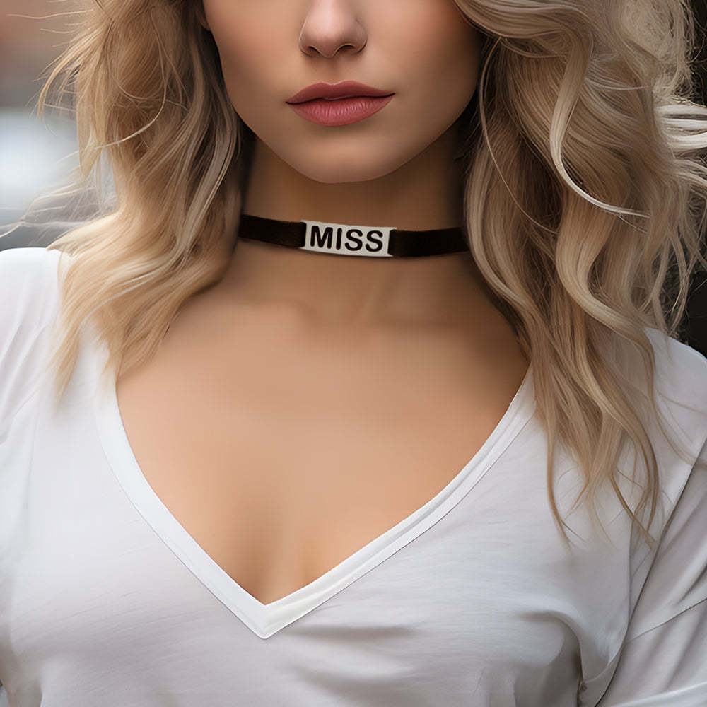 Collier Avec Nom Personnalisé, Ras Du Cou Avec Texte Creux Spécial, Cadeaux À La Mode Pour Elle - votrecollierprenomfr