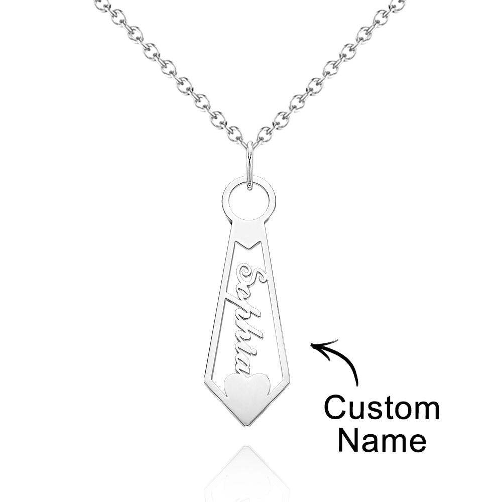 Collier Avec Nom Personnalisé, Pendentif En Forme De Cravate, Cadeaux Pour Papa - votrecollierprenomfr