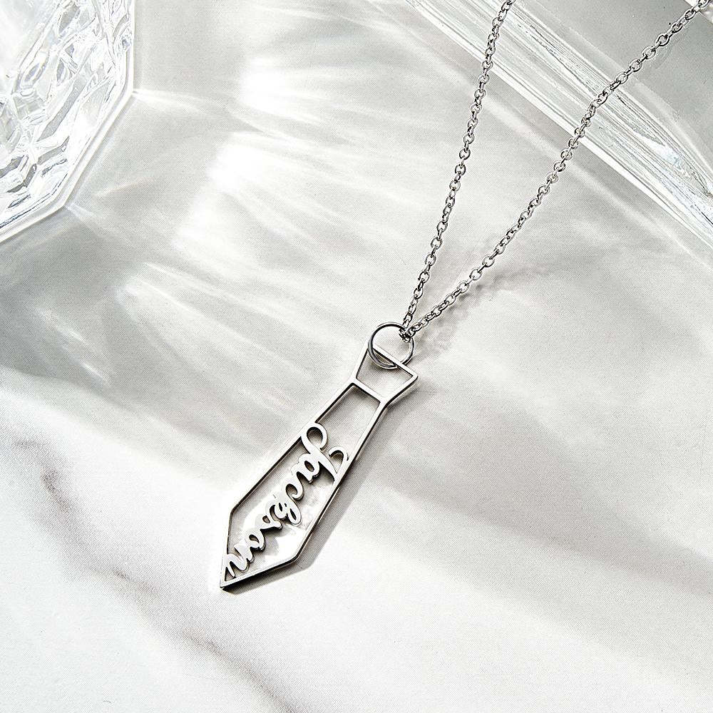 Collier Avec Nom Personnalisé, Cravate, Cadeaux Créatifs En Métal Pour Papa - votrecollierprenomfr
