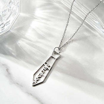 Collier Avec Nom Personnalisé, Cravate, Cadeaux Créatifs En Métal Pour Papa - votrecollierprenomfr