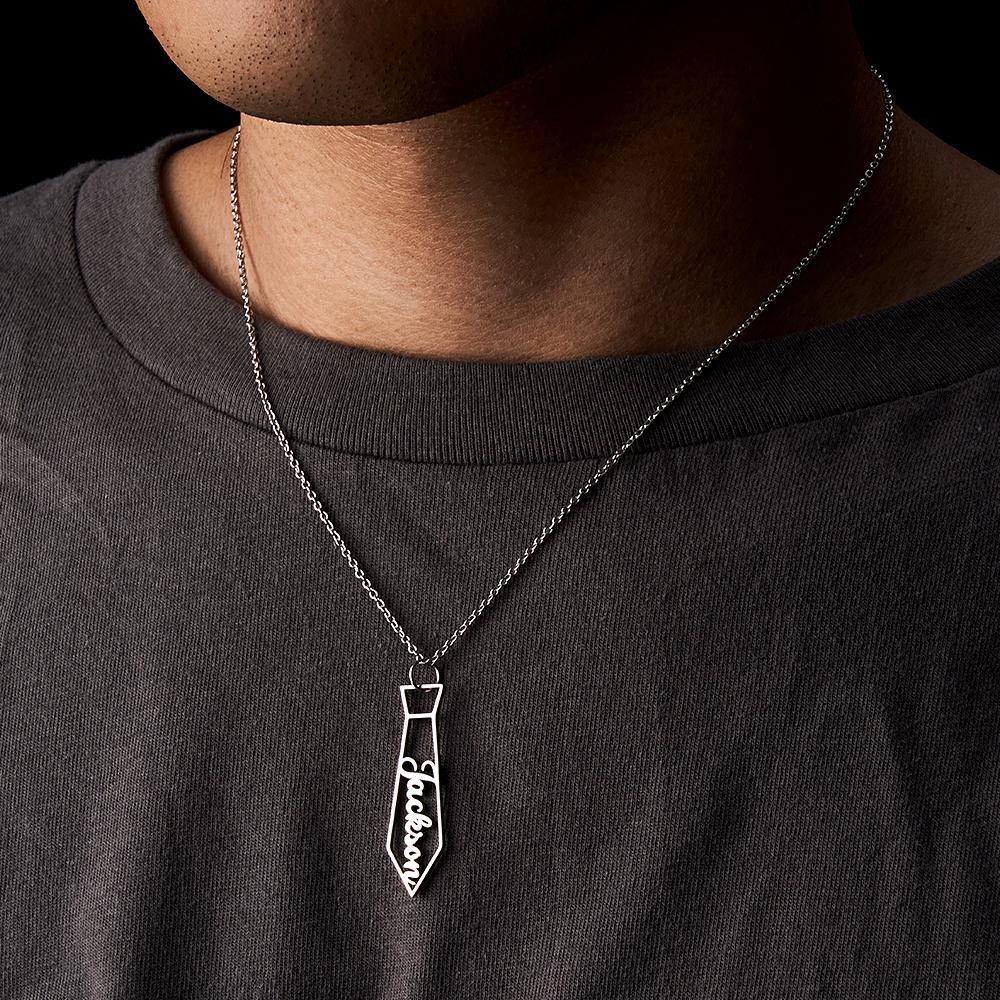Collier Avec Nom Personnalisé, Cravate, Cadeaux Créatifs En Métal Pour Papa - votrecollierprenomfr