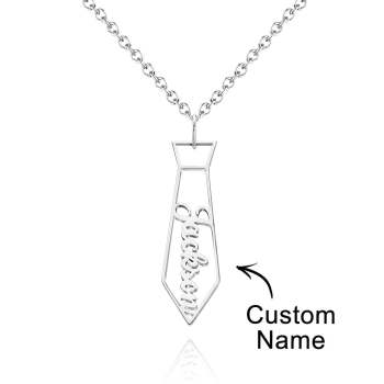 Collier Avec Nom Personnalisé, Cravate, Cadeaux Créatifs En Métal Pour Papa - votrecollierprenomfr