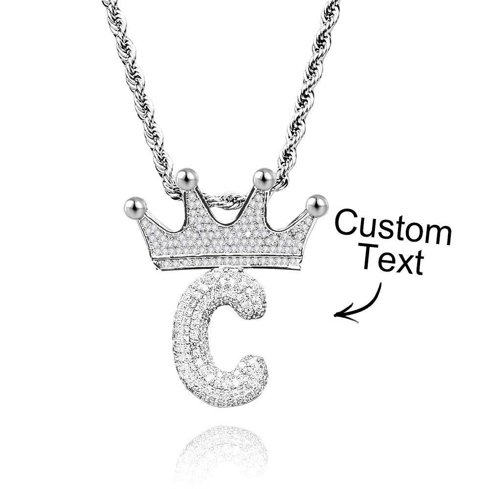 Collier Avec Nom Personnalisé Avec Couronne, Chaîne De Lettres Tendance, Collier Hip Hop Pour Hommes - votrecollierprenomfr
