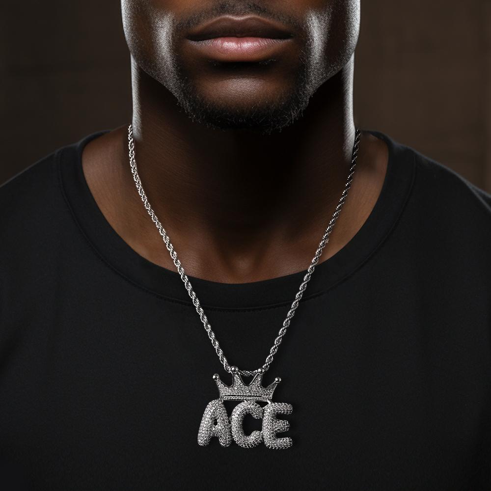 Collier Avec Nom Personnalisé Avec Couronne, Chaîne De Lettres Tendance, Collier Hip Hop Pour Hommes - votrecollierprenomfr
