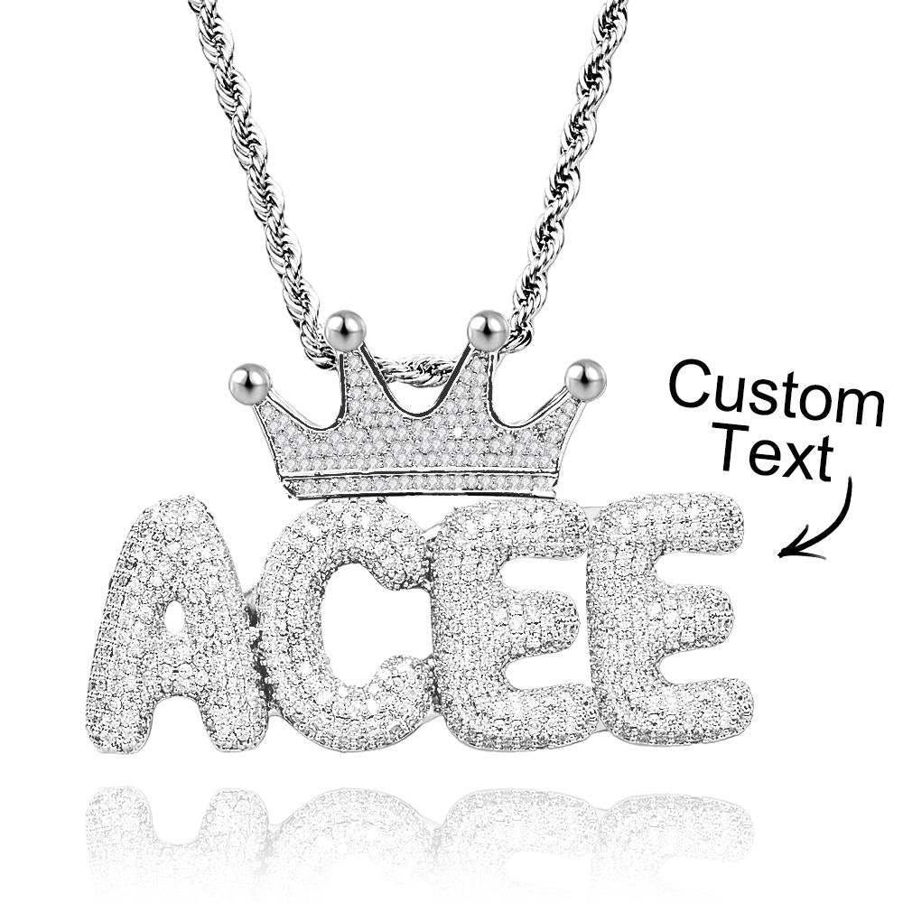 Collier Avec Nom Personnalisé Avec Couronne, Chaîne De Lettres Tendance, Collier Hip Hop Pour Hommes - votrecollierprenomfr