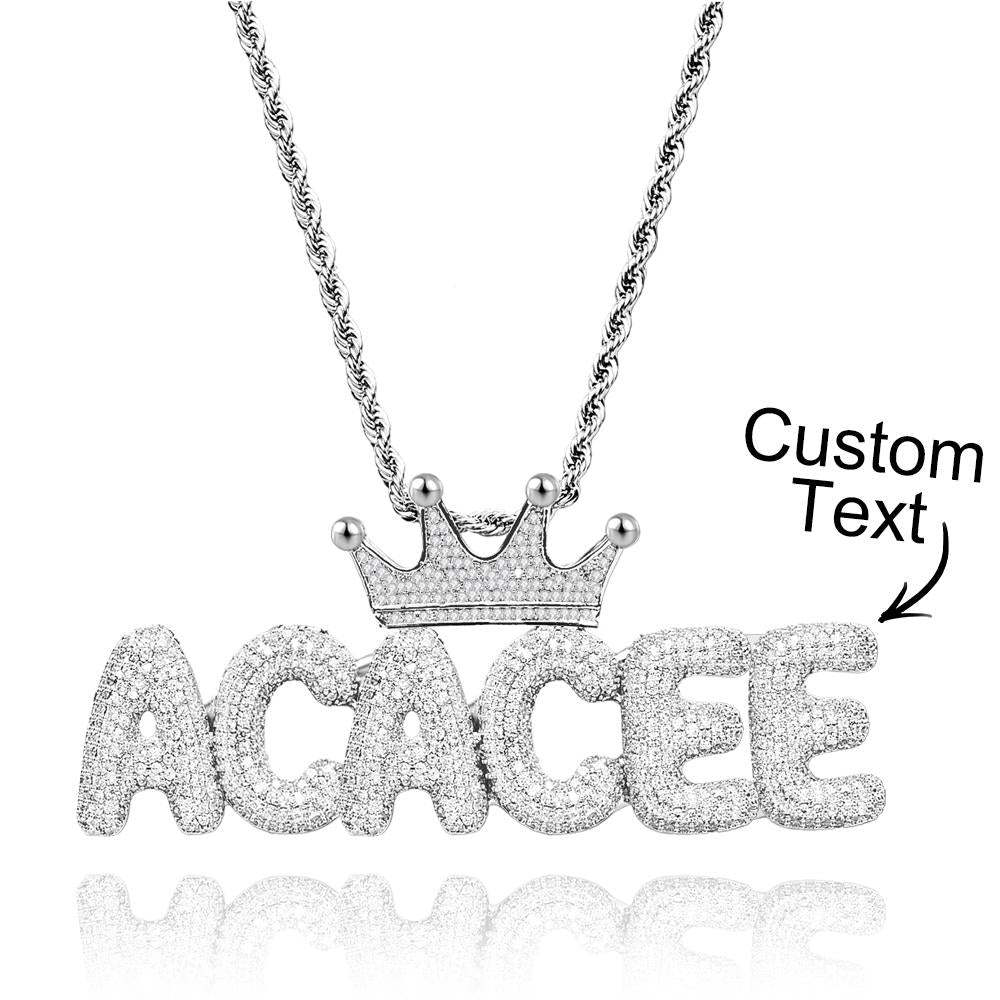 Collier Avec Nom Personnalisé Avec Couronne, Chaîne De Lettres Tendance, Collier Hip Hop Pour Hommes - votrecollierprenomfr