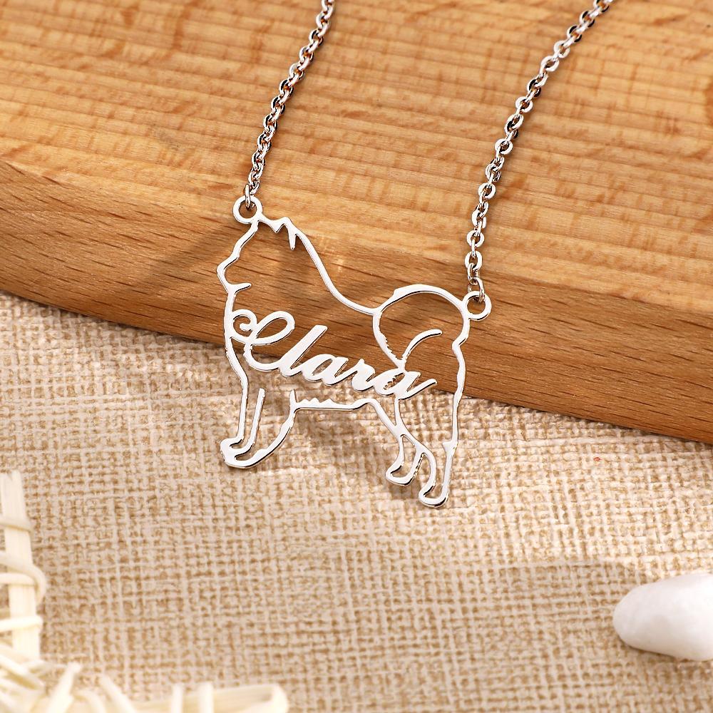 Collier Personnalisé Avec Nom De Contour De Chien, Cadeaux Commémoratifs Créatifs Pour Les Amoureux Des Chiens - votrecollierprenomfr