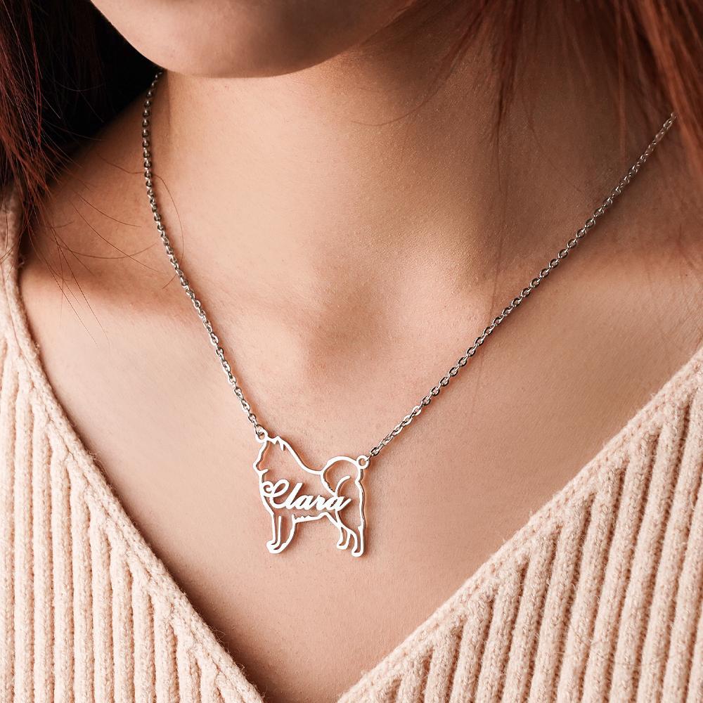 Collier Personnalisé Avec Nom De Contour De Chien, Cadeaux Commémoratifs Créatifs Pour Les Amoureux Des Chiens - votrecollierprenomfr