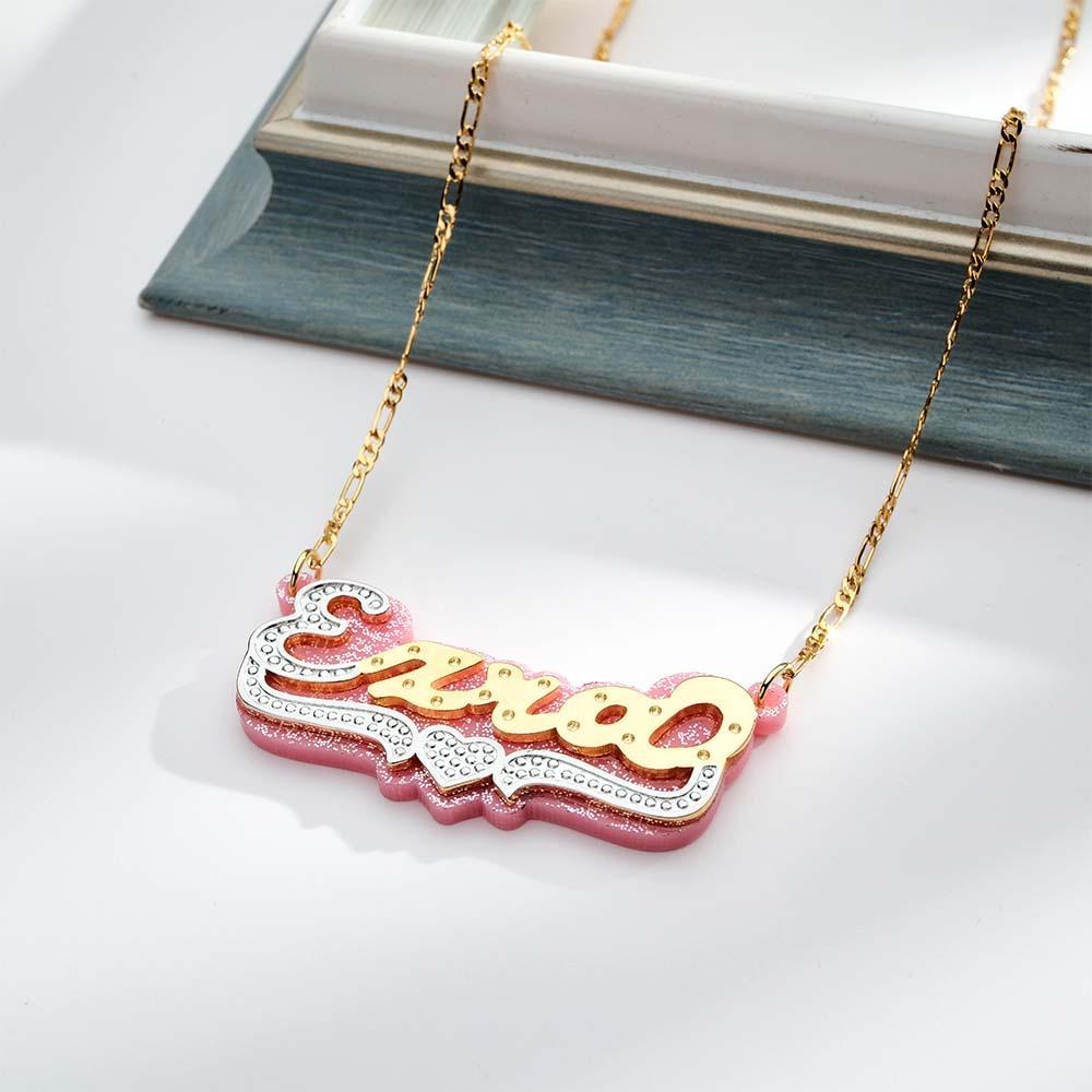 Collier Hip Hop Avec Nom Personnalisé, Décoration Colorée En Métal Scintillant Et Acrylique Pour Hommes - votrecollierprenomfr