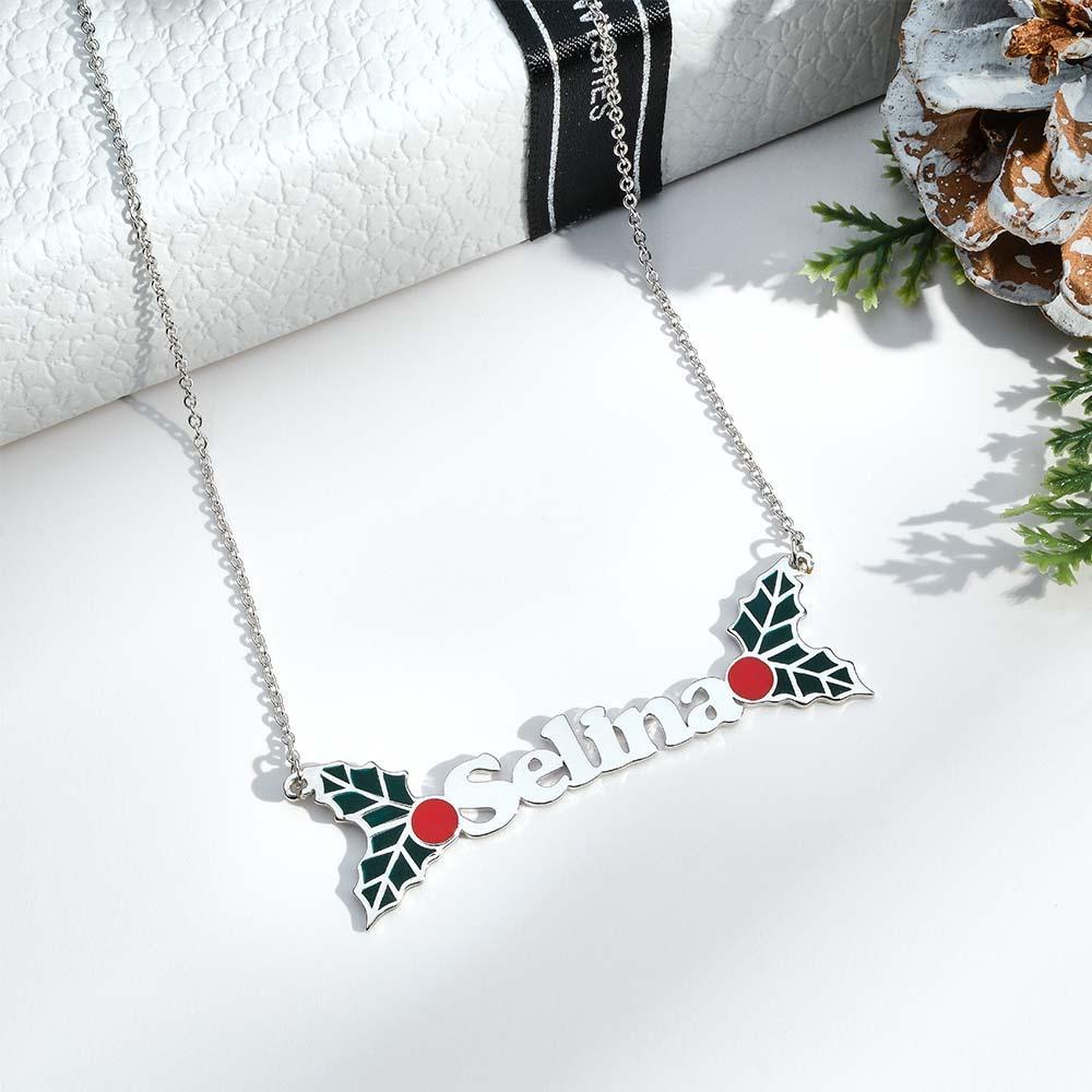 Collier Prénom Personnalisé Baies De Noël Cadeau Unique - votrecollierprenomfr