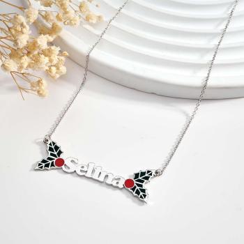 Collier Prénom Personnalisé Baies De Noël Cadeau Unique - votrecollierprenomfr