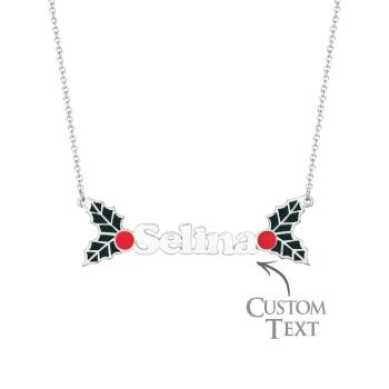 Collier Prénom Personnalisé Baies De Noël Cadeau Unique - votrecollierprenomfr