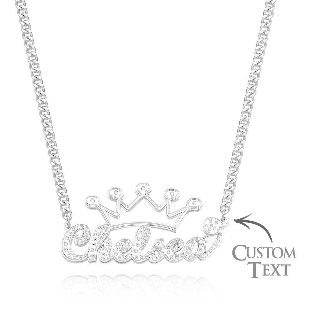 Collier Avec Nom Élégant, Pendentif Couronne Creuse Scintillante, Bijoux Cadeaux Pour Femmes - votrecollierprenomfr