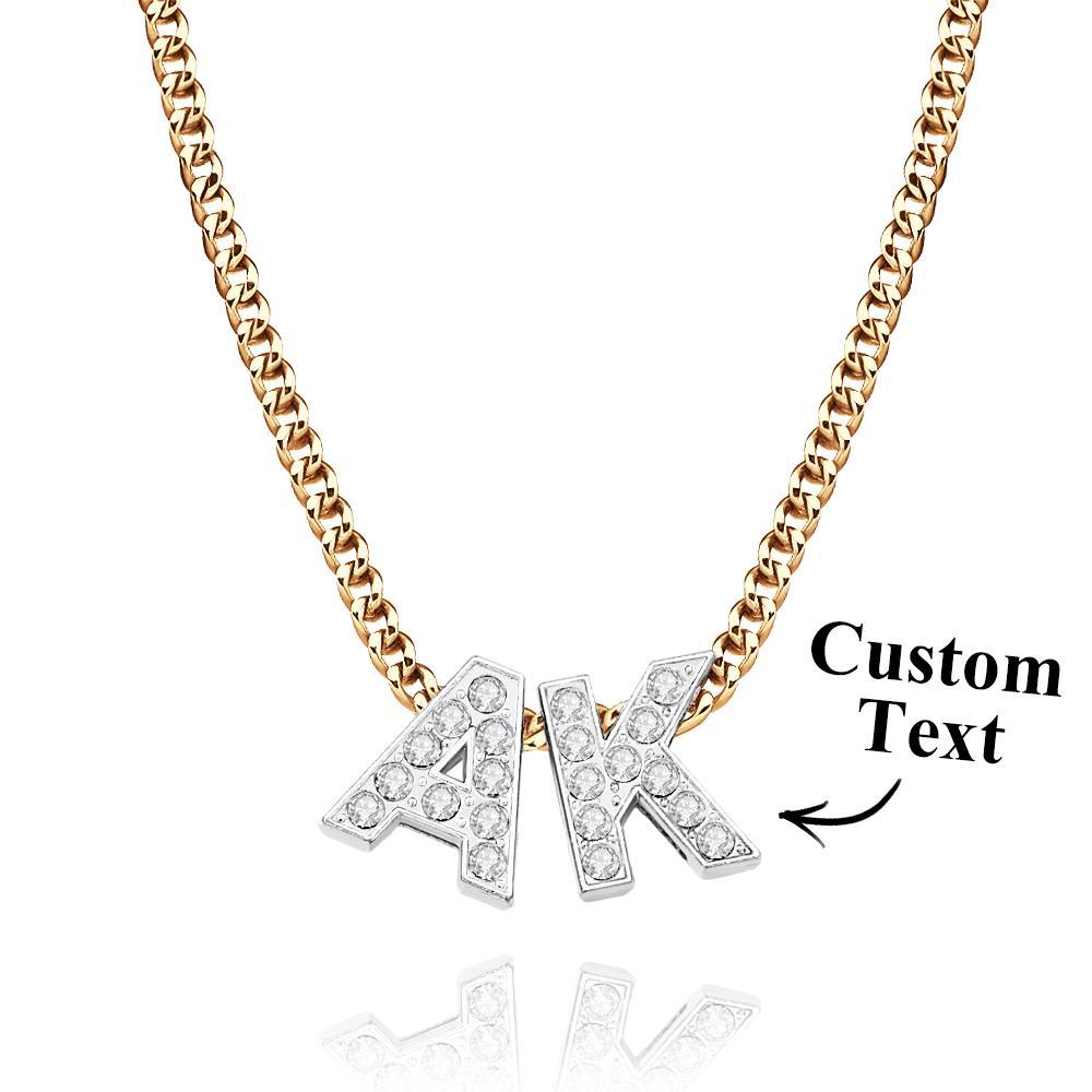 Collier Cubain Glacé Avec Nom Personnalisé, Collier Avec Lettres Initiales Tendance, Bijoux Cadeaux Pour Elle - votrecollierprenomfr