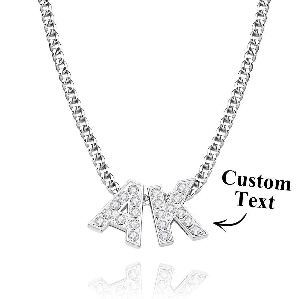Collier Cubain Glacé Avec Nom Personnalisé, Collier Avec Lettres Initiales Tendance, Bijoux Cadeaux Pour Elle - votrecollierprenomfr
