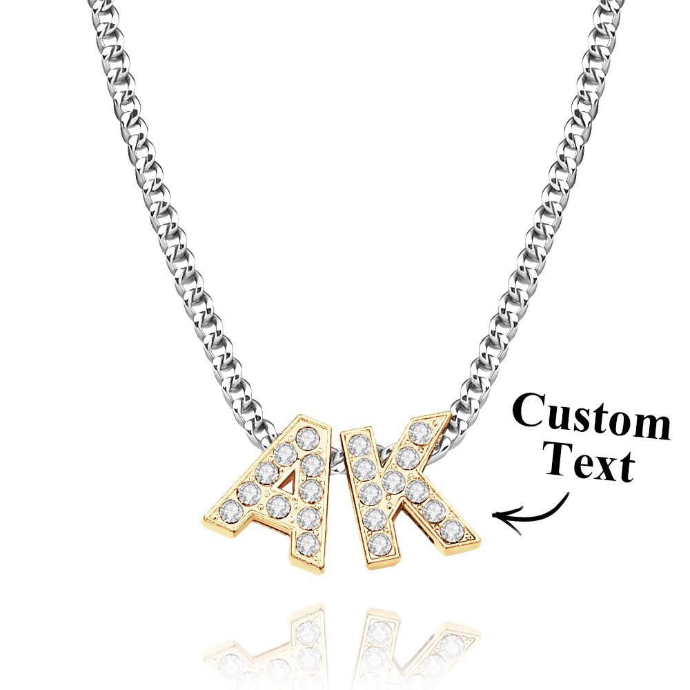 Collier Cubain Glacé Avec Nom Personnalisé, Collier Avec Lettres Initiales Tendance, Bijoux Cadeaux Pour Elle - votrecollierprenomfr