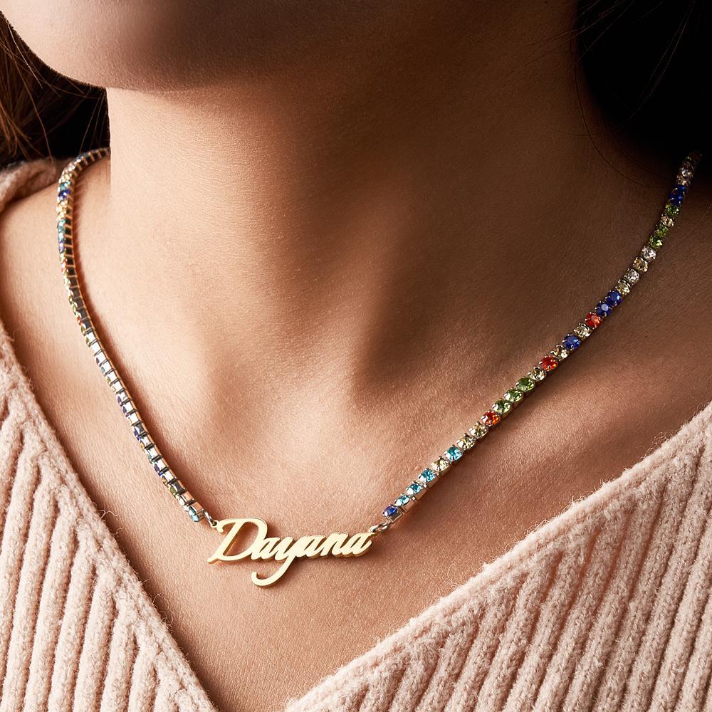 Collier Avec Nom Personnalisé, Chaîne De Tennis, Cadeau À La Mode - votrecollierprenomfr