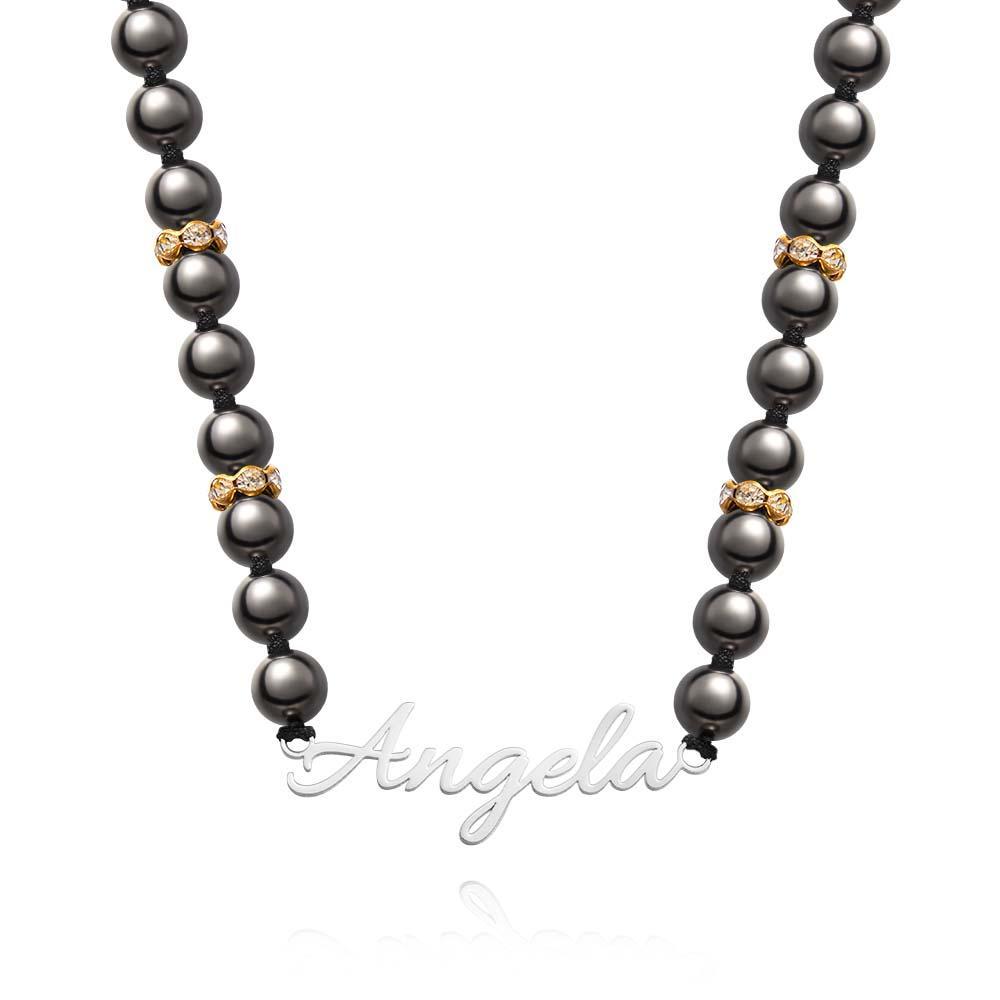 Collier De Perles Noires Avec Nom Personnalisé, Bijoux Simples, Cadeaux Pour Elle - votrecollierprenomfr