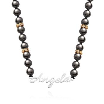 Collier De Perles Noires Avec Nom Personnalisé, Bijoux Simples, Cadeaux Pour Elle - votrecollierprenomfr