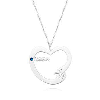 Collier De Nom Personnalisé Avec Pierre De Naissance, Cadeaux À Thème De Câlin À Deux Mains Pour Les Couples - votrecollierprenomfr