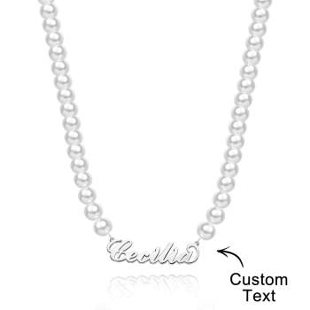 Collier Avec Nom Personnalisé, Perle, Cadeau Romantique Classique - votrecollierprenomfr