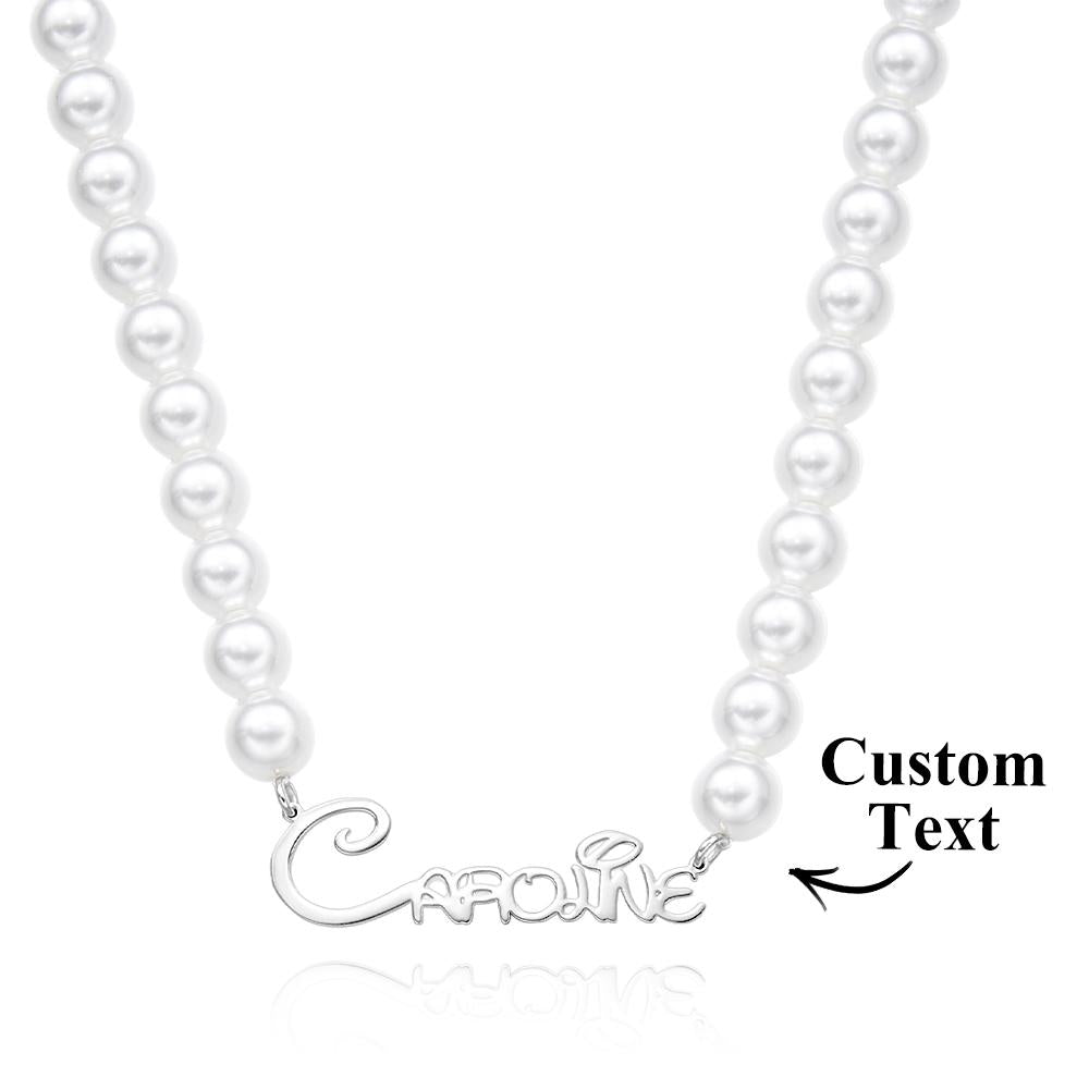 Collier De Perles Personnalisé Avec Nom, Cadeau Classique Pour Fille