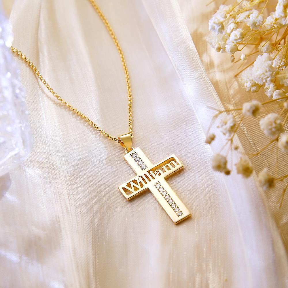 Collier De Croix De Nom Personnalisé Avec Cadeau Pendentif En Diamant Pour Elle - votrecollierprenomfr