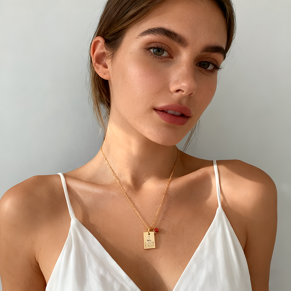 Collier Anniversaire Personnalisé Avec Date Et Pierre De Naissance - Collier Calendrier Et Pierre De Naissance - Cadeau D'anniversaire Pour Elle - votrecollierprenomfr