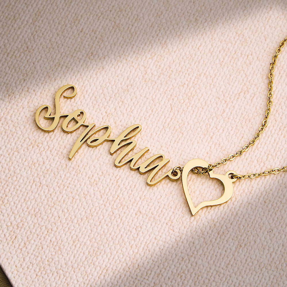 Collier Sautoir Personnalisé Avec Prénom Et Pendentif Cœur Pour Femme - Cadeau Idéal Pour La Saint-valentin - votrecollierprenomfr